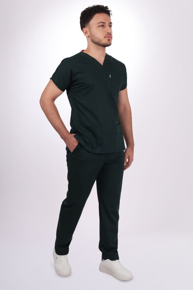 Terycoton Erkek Ormancı Yeşili Doktor Hemşire Forması