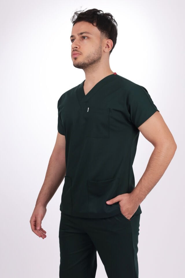 Terycoton Erkek Ormancı Yeşili Doktor Hemşire Forması