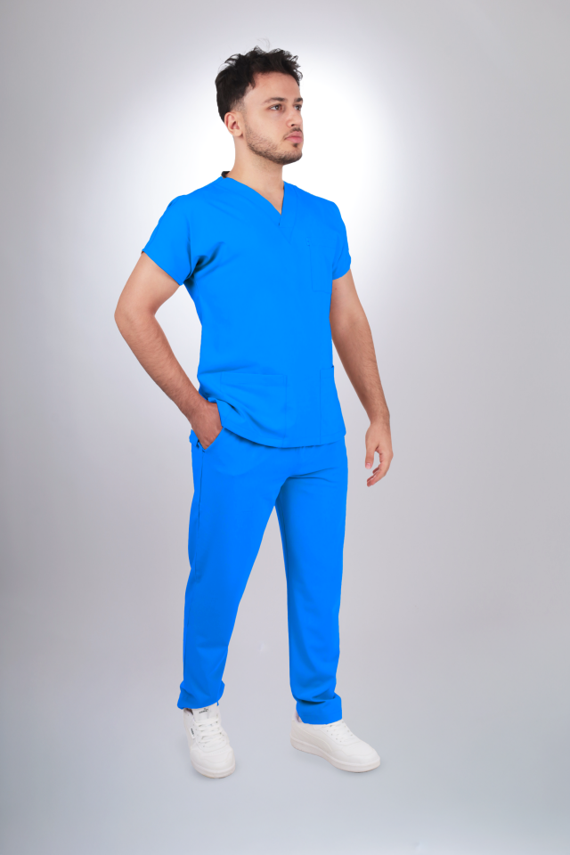 Likralı Klasik Seri Erkek Petrol Mavisi Scrubs