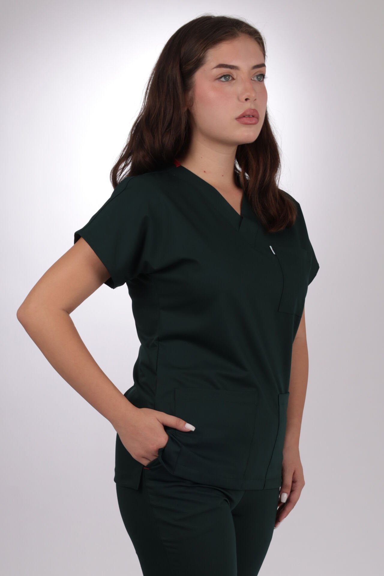 Terycoton Kadın Ormancı Yeşili Doktor Hemşire Forması