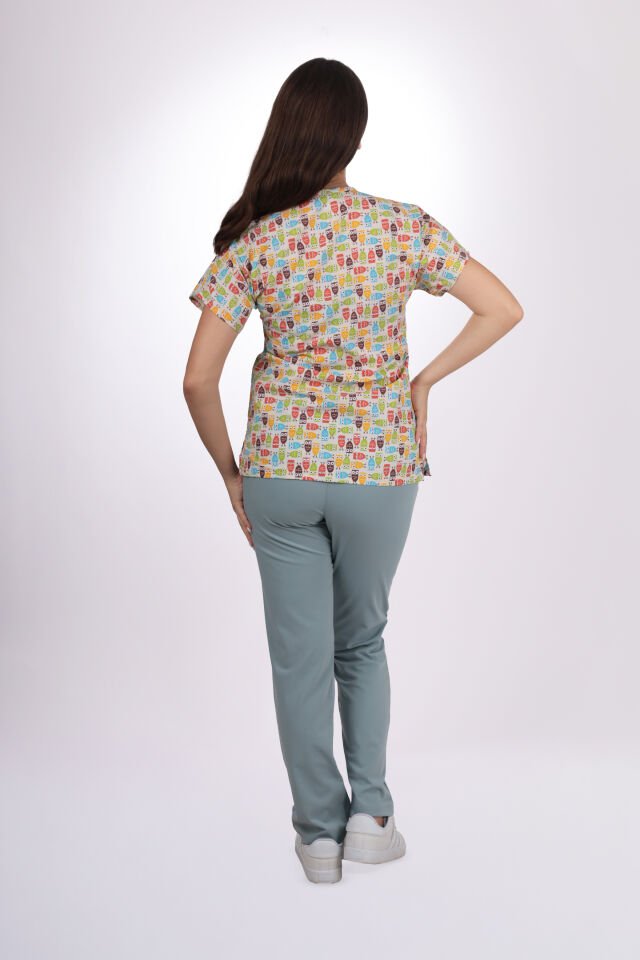 Desenli Seri Baykuş Desen Kadın Tek Üst