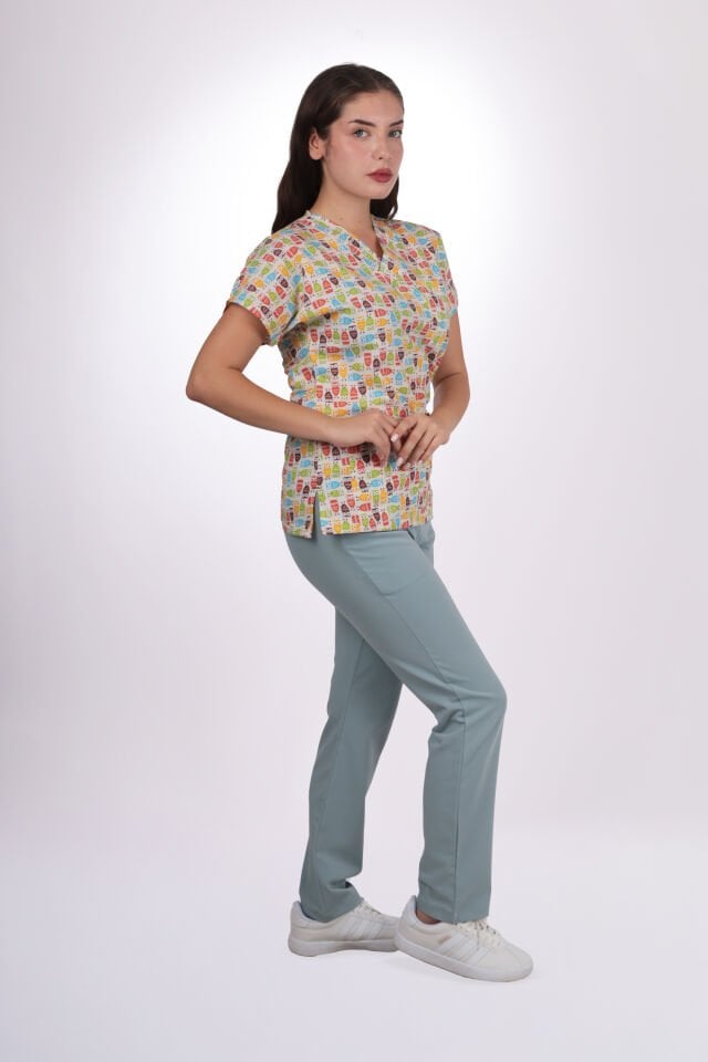 Desenli Seri Baykuş Desen Kadın Tek Üst