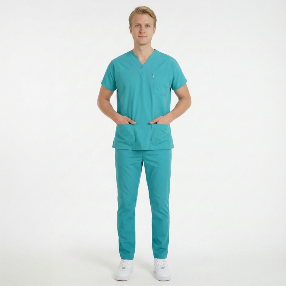 Terycoton Kumaş Klasik Seri Erkek Benetton Scrubs