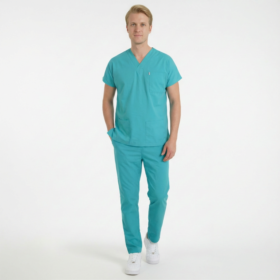 Terycoton Kumaş Klasik Seri Erkek Benetton Scrubs