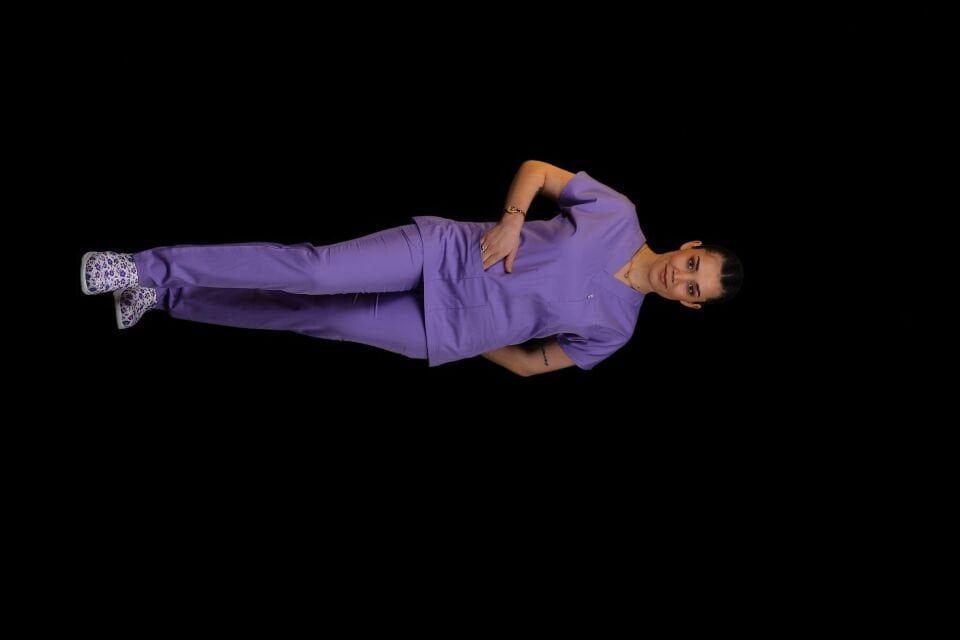 Likralı Klasik Seri Kadın Lila Scrubs