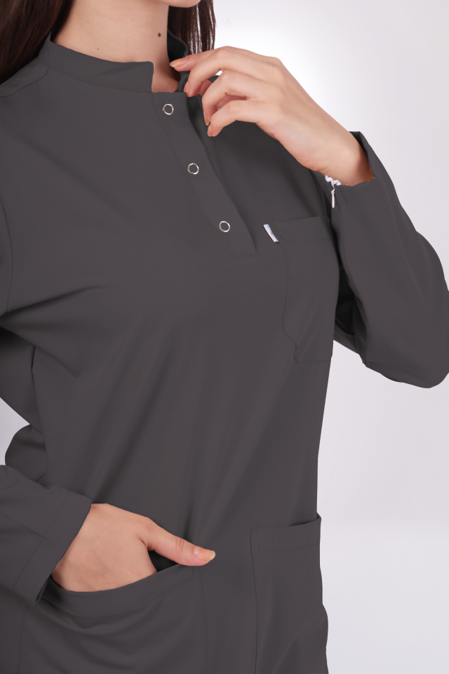 Premium Likralı Tesettür Seri Kadın Antrasit Gri Scrubs