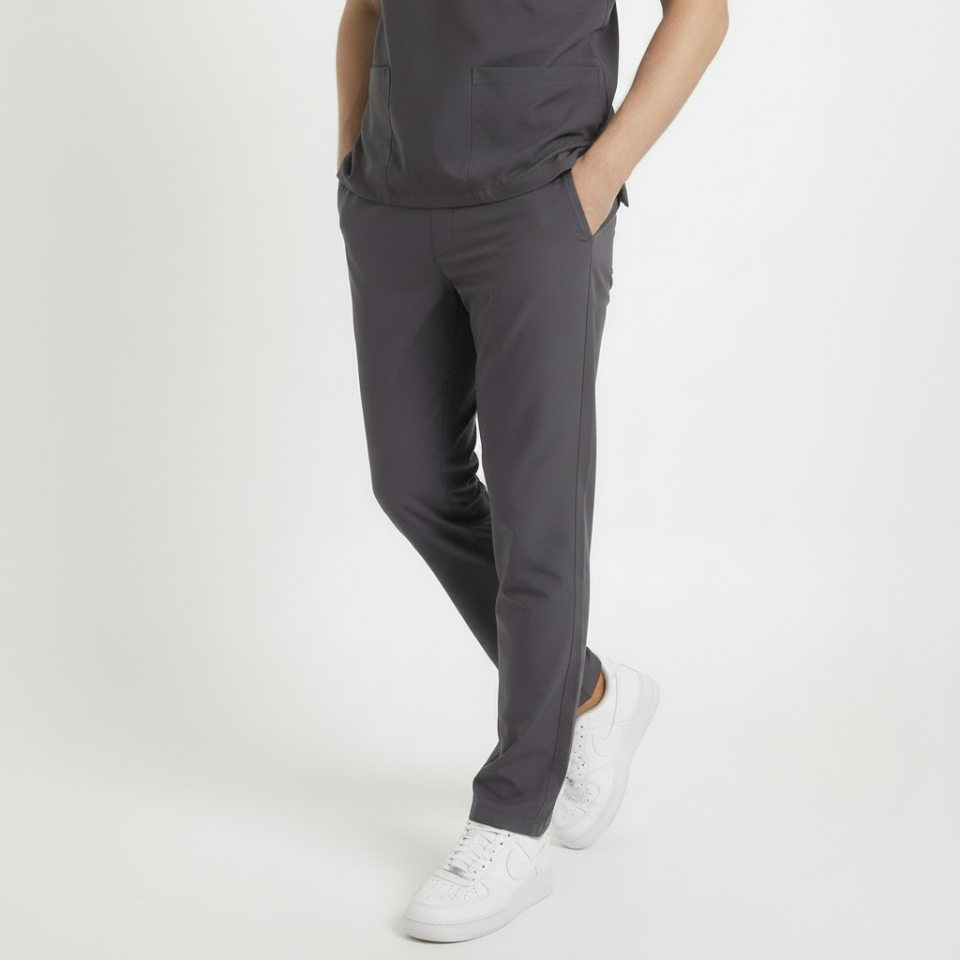 Likralı Klasik Seri Erkek Antrasit Gri Scrubs