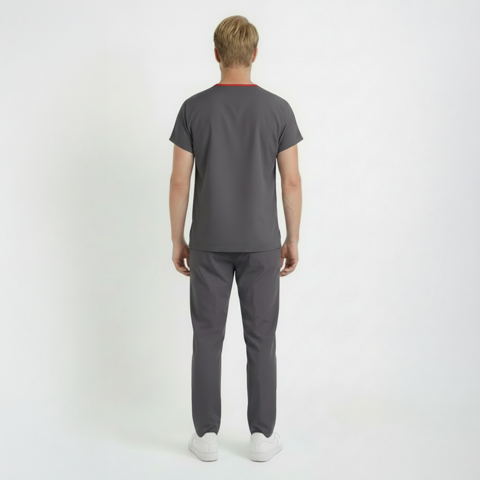 Likralı Klasik Seri Erkek Antrasit Gri Scrubs