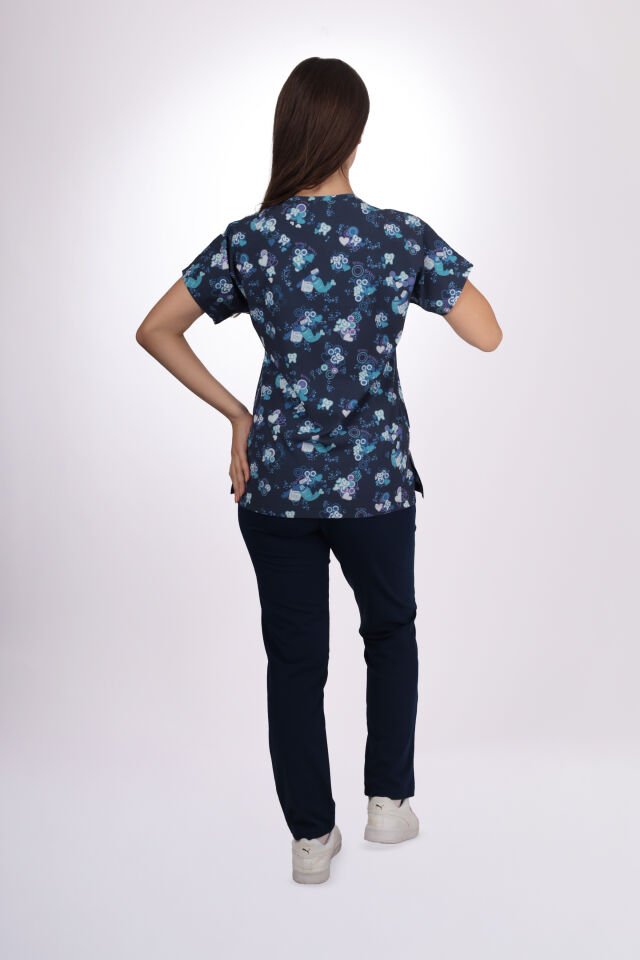 Desenli Seri Diş Desen Kadın Tek Üst