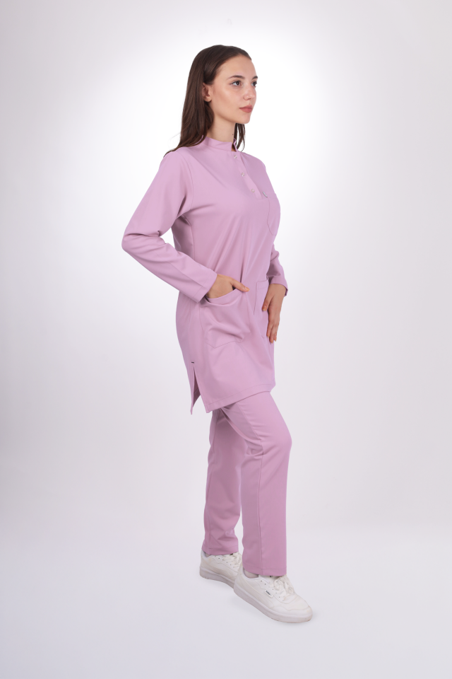 Premium Likralı Tesettür Seri Kadın Aqua Pembe Scrubs