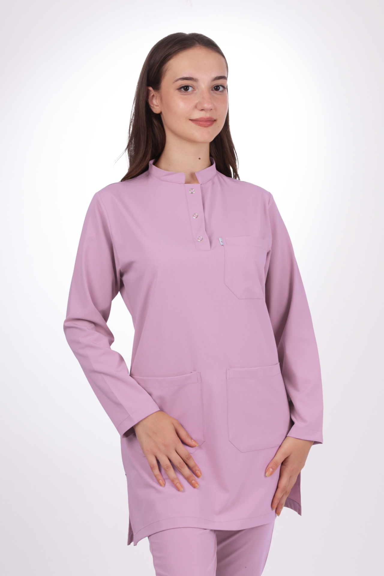 Premium Likralı Tesettür Seri Kadın Aqua Pembe Scrubs