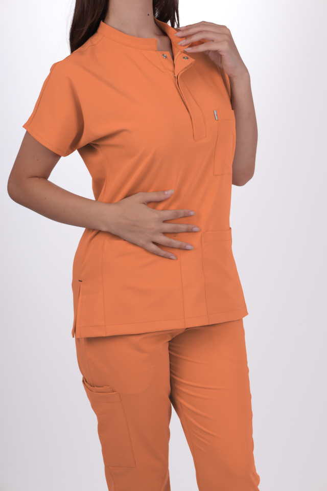 Premium Likralı Snap Seri Kadın Kavun İçi Scrubs