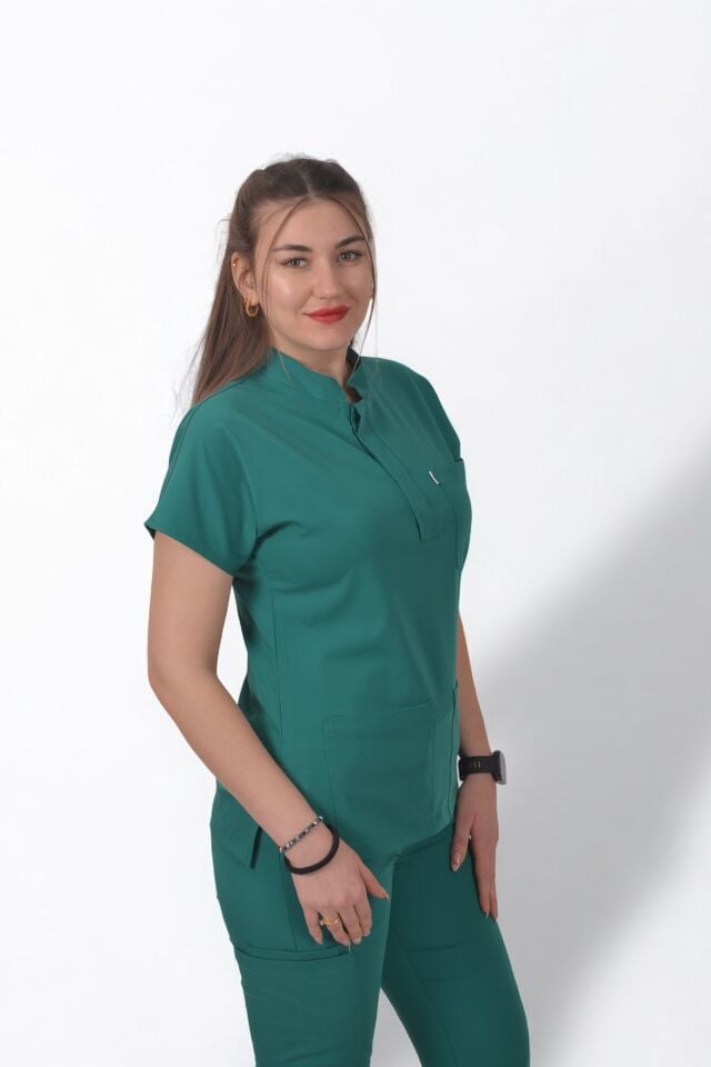 Premium Likralı Snap Seri Kadın Cerrahi Yeşil Scrubs