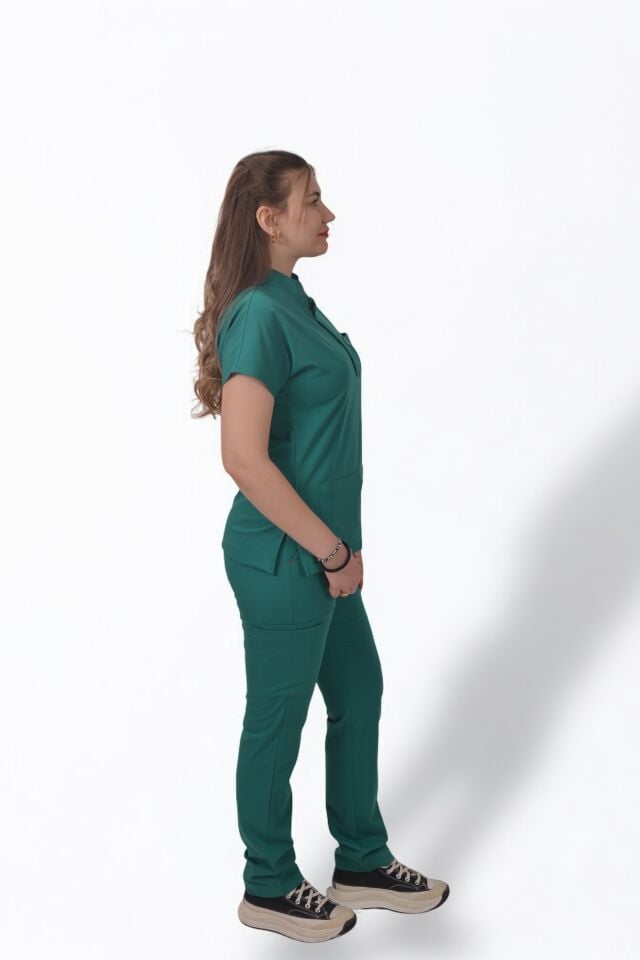 Premium Likralı Snap Seri Kadın Cerrahi Yeşil Scrubs