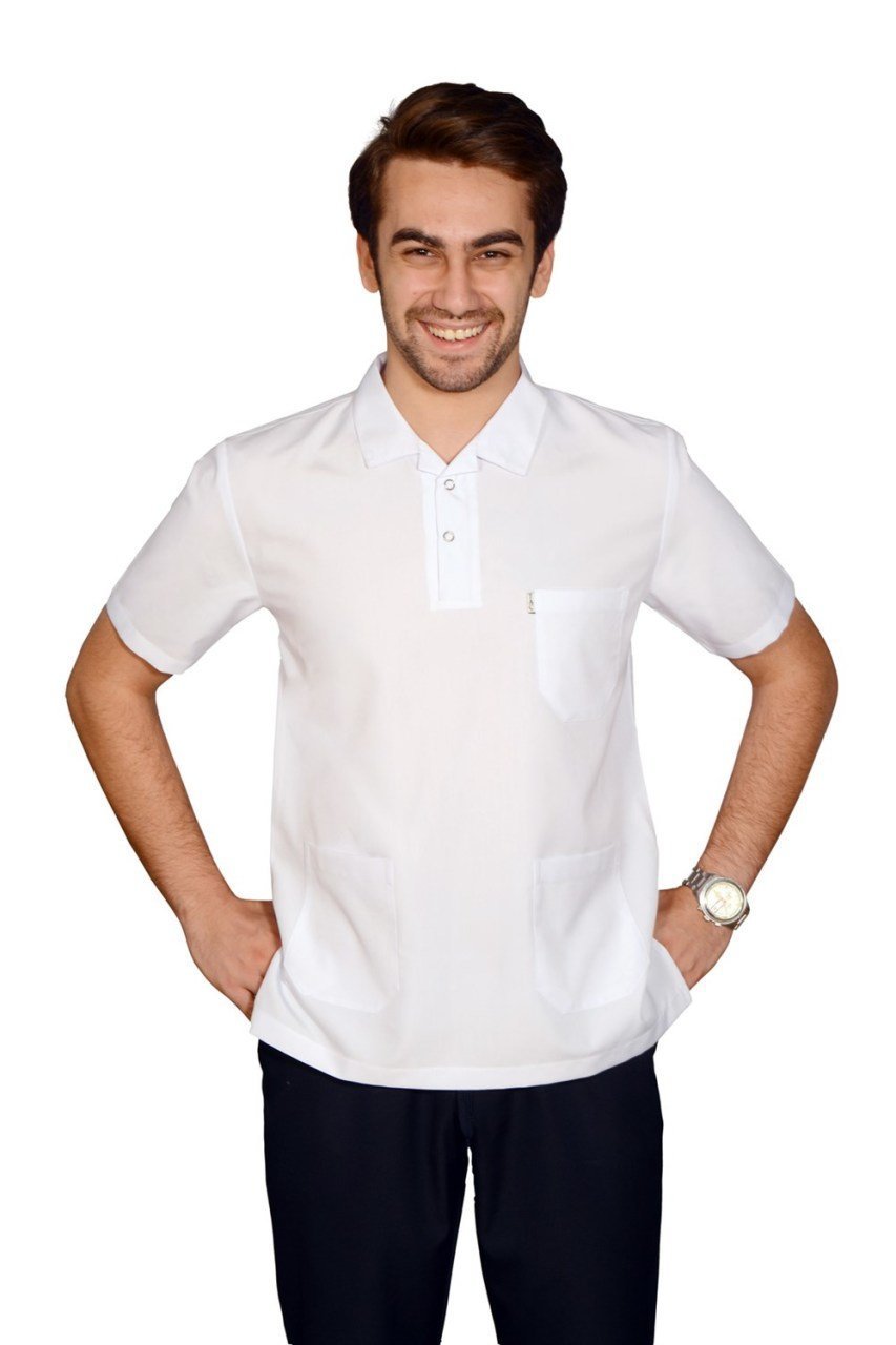 Erkek Alpaka Beyaz / Lacivert Hemşire Forması XXL - Hayır - İsim Yazılmasın - TAKIM