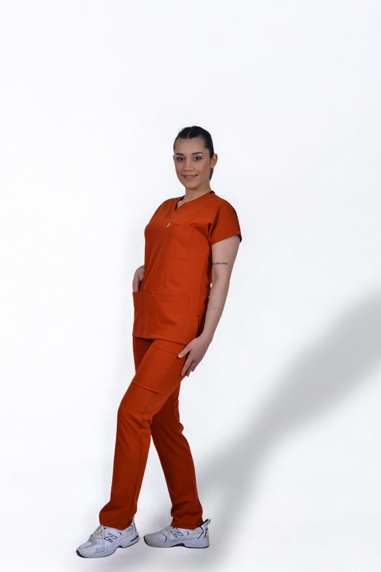 Likralı Klasik Seri Kadın Kiremit Scrubs