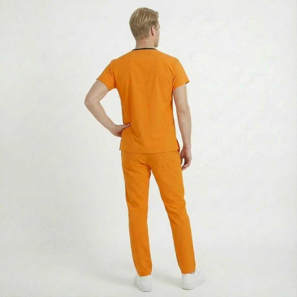 Likralı Klasik Seri Erkek Hardal Sarısı Scrubs