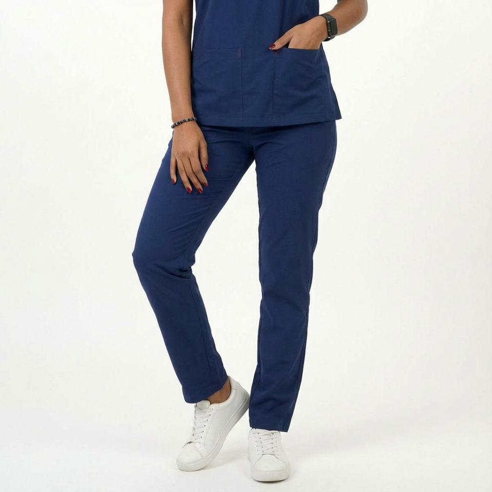 Likralı Klasik Seri Kadın Havacı Mavi Scrubs