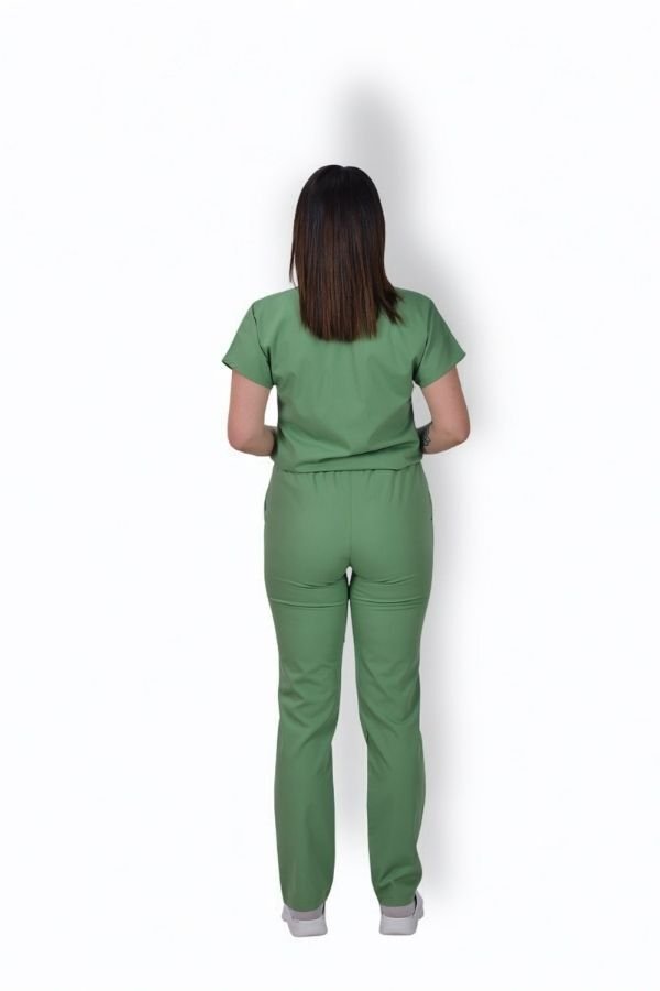 Premium Likralı Klasik Seri Kadın Fıstık Yeşili Scrubs