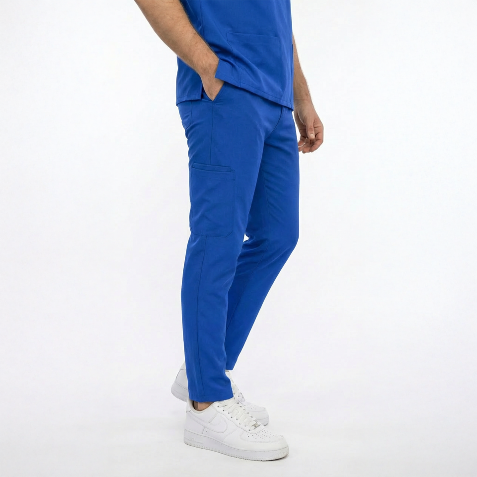 Likralı Snap Seri Erkek Gök Mavisi Scrubs