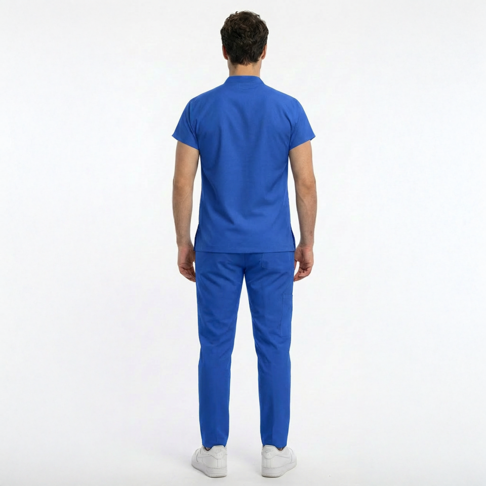 Likralı Snap Seri Erkek Gök Mavisi Scrubs