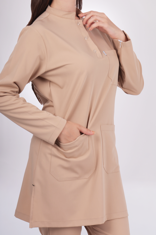 Premium Likralı Tesettür Seri Kadın Bej Scrubs