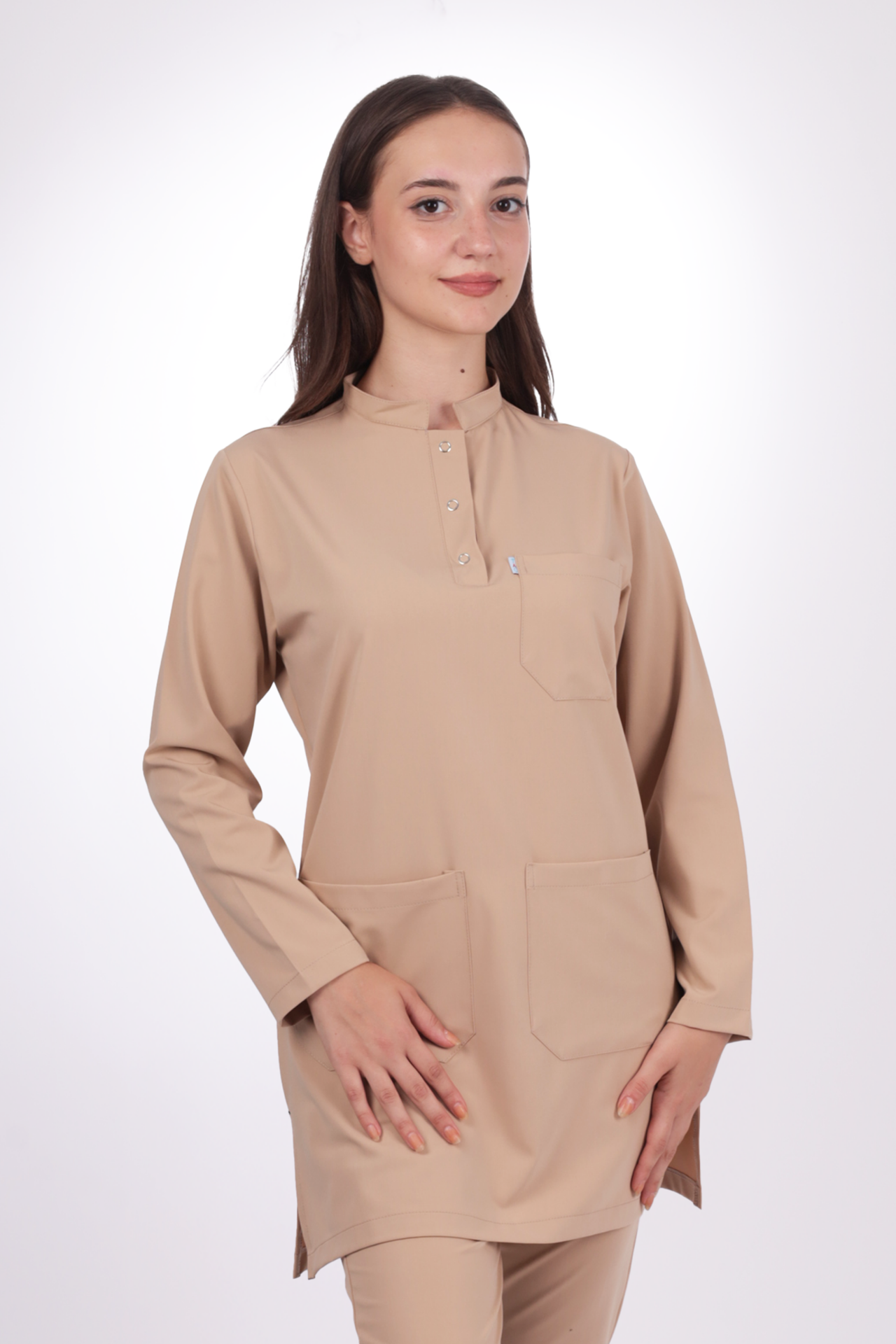 Premium Likralı Tesettür Seri Kadın Bej Scrubs