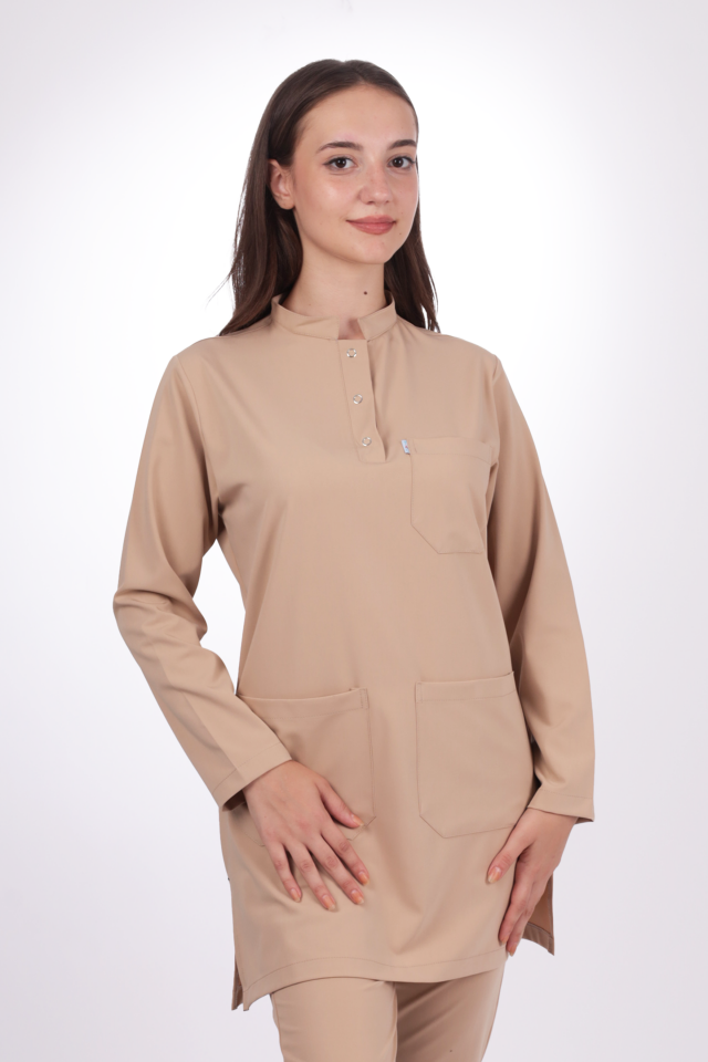 Premium Likralı Tesettür Seri Kadın Bej Scrubs