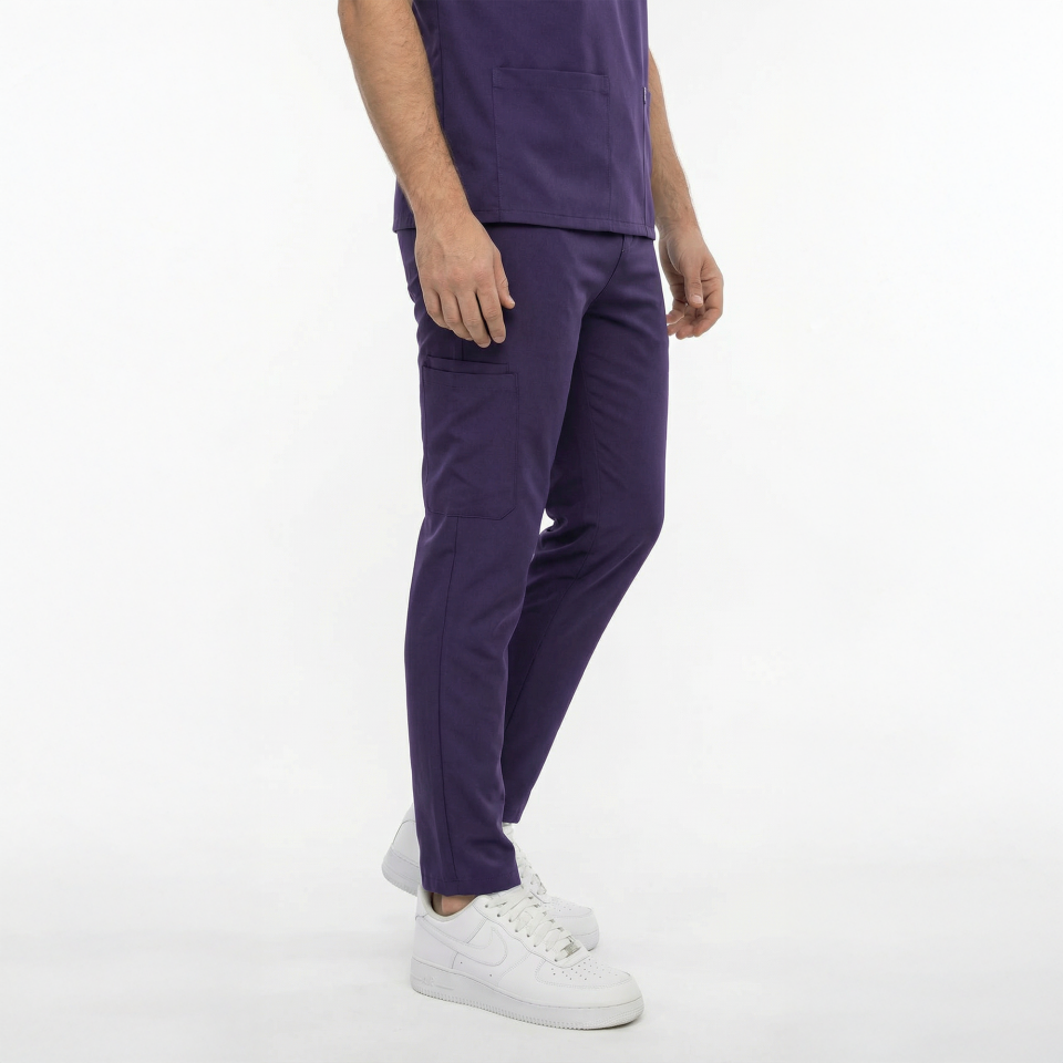 Likralı Snap Seri Erkek Mor Scrubs