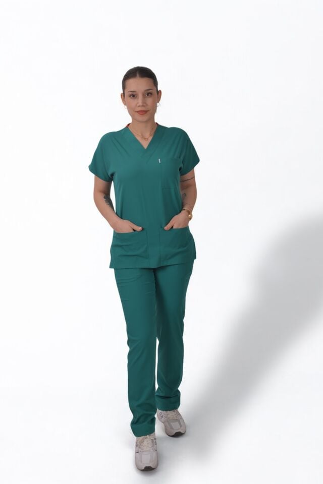 Likralı Klasik Seri Kadın Cerrahi Yeşil Scrubs