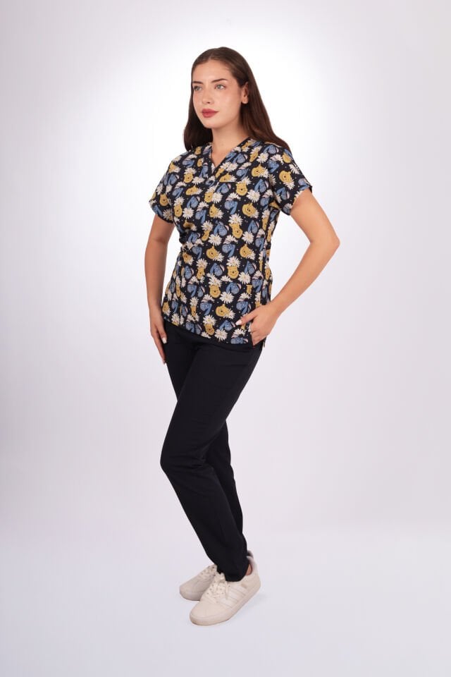 Desenli Seri Ayıcık Desen Kadın Tek Üst