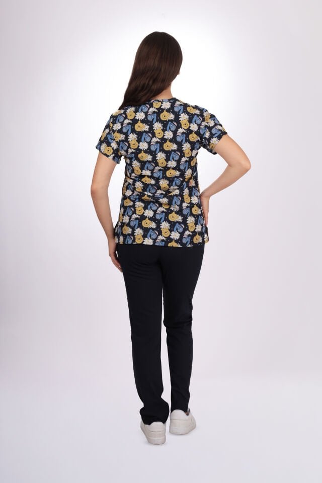 Desenli Seri Ayıcık Desen Kadın Tek Üst