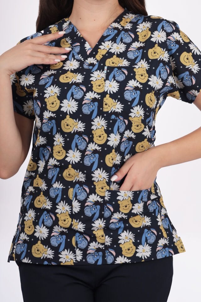 Desenli Seri Ayıcık Desen Kadın Tek Üst