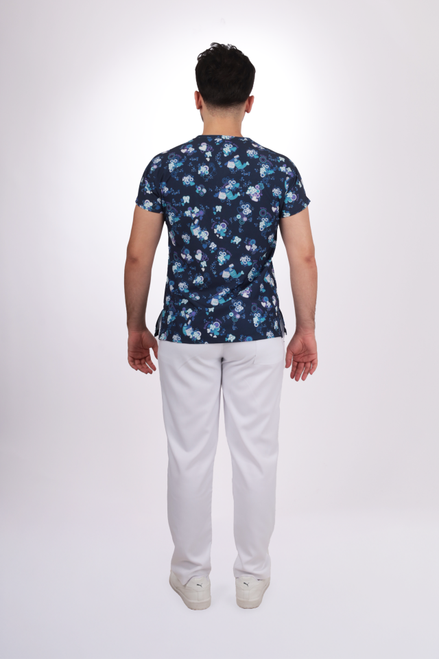 Desenli Seri Erkek Beyaz Diş Desen Tek Üst