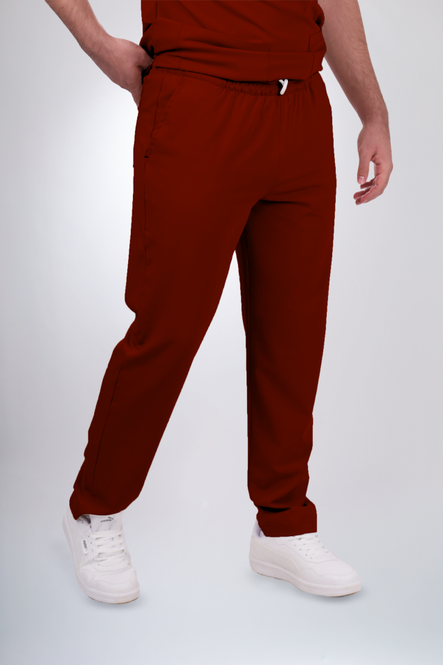 Terycoton Kumaş Klasik Seri Erkek Bordo Scrubs