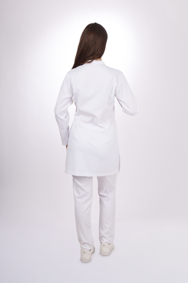 Premium Likralı Tesettür Seri Kadın Beyaz Scrubs