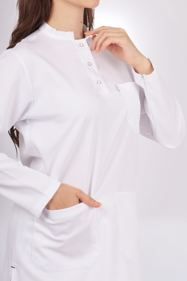 Premium Likralı Tesettür Seri Kadın Beyaz Scrubs