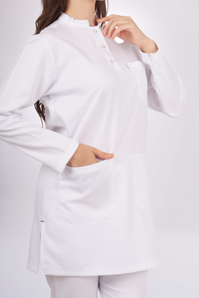 Premium Likralı Tesettür Seri Kadın Beyaz Scrubs