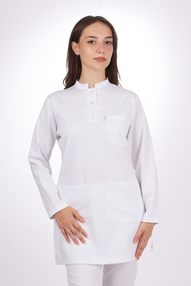 Premium Likralı Tesettür Seri Kadın Beyaz Scrubs