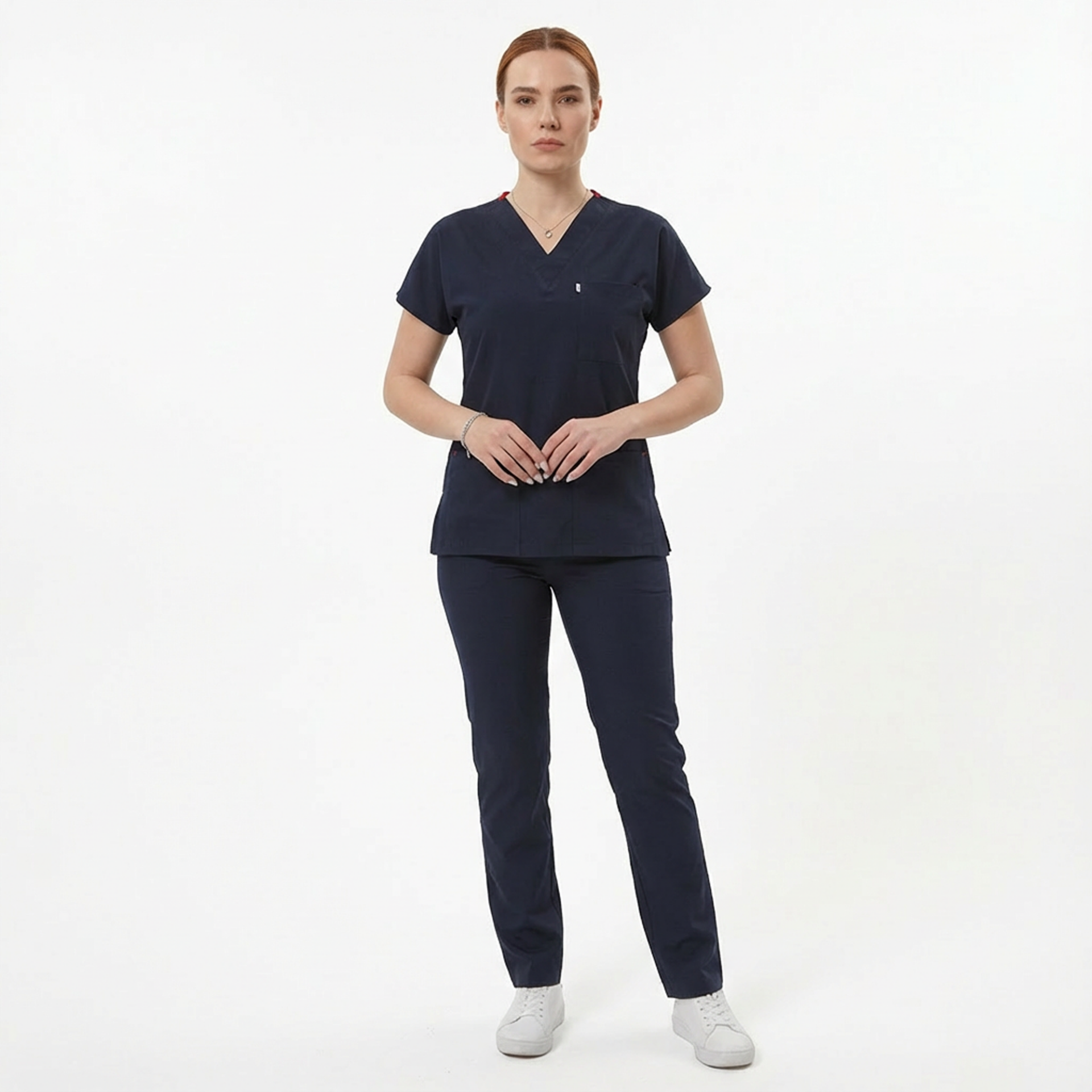 Likralı Klasik Seri Kadın Lacivert Scrubs