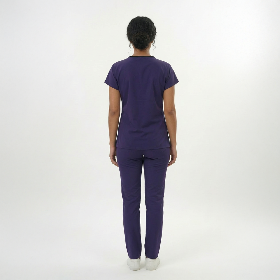 Likralı Klasik Seri Kadın Mor Scrubs