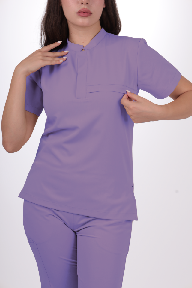 Premium Likralı Lotus Seri Kadın Lila Scrubs