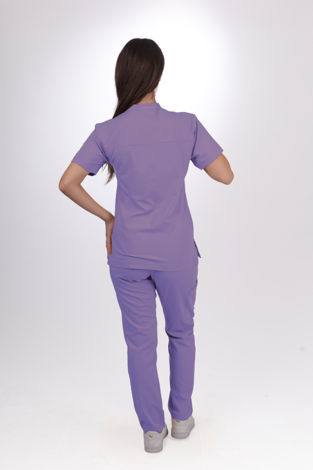 Premium Likralı Lotus Seri Kadın Lila Scrubs