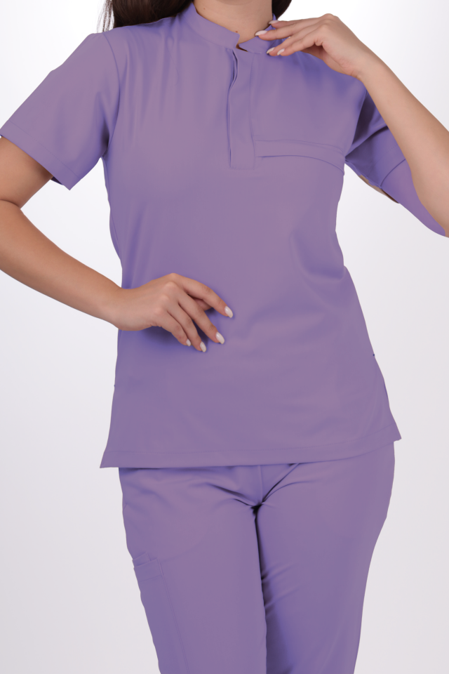 Premium Likralı Lotus Seri Kadın Lila Scrubs
