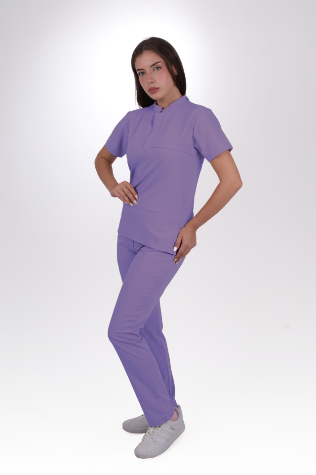 Premium Likralı Lotus Seri Kadın Lila Scrubs