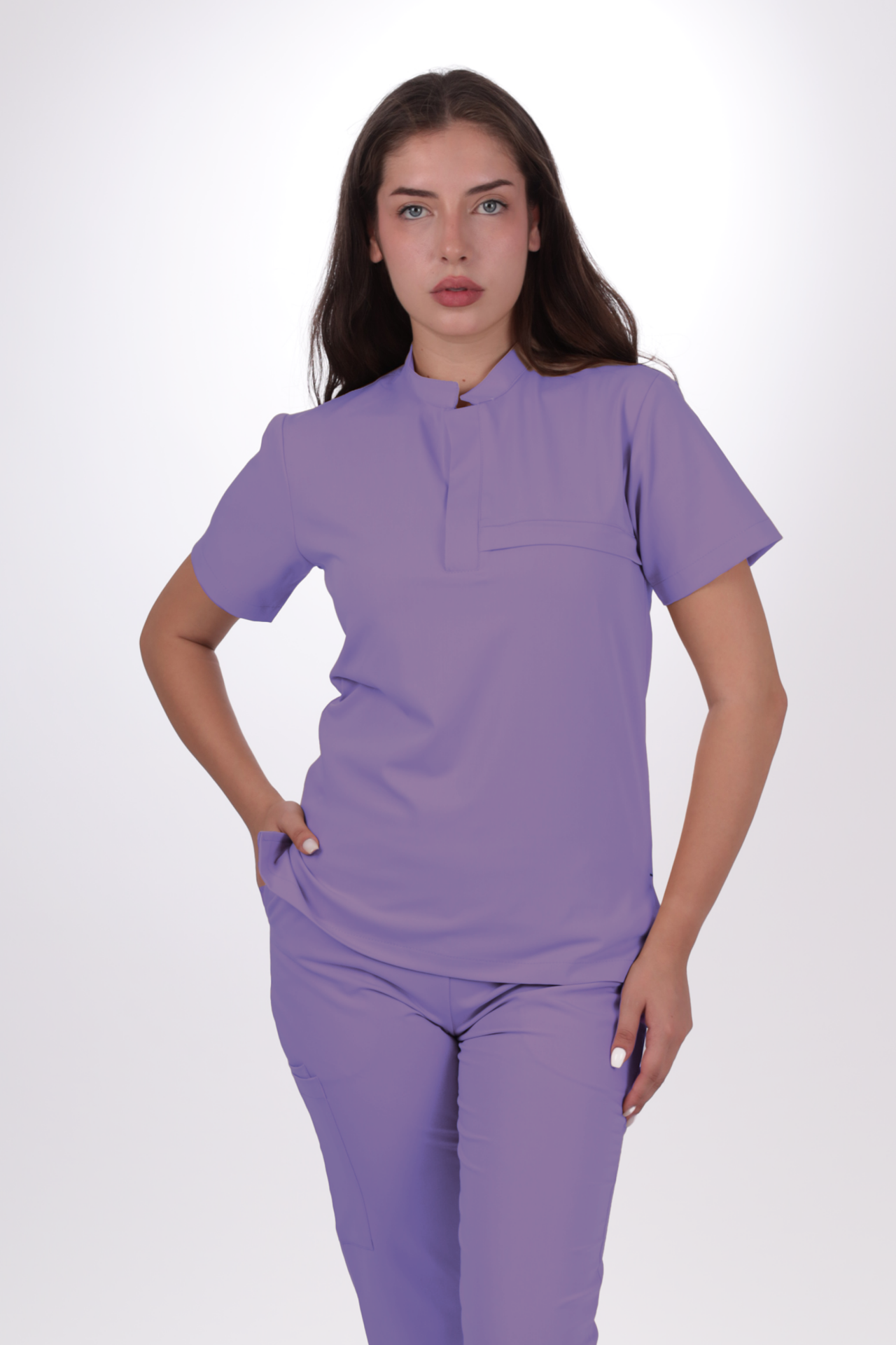 Premium Likralı Lotus Seri Kadın Lila Scrubs