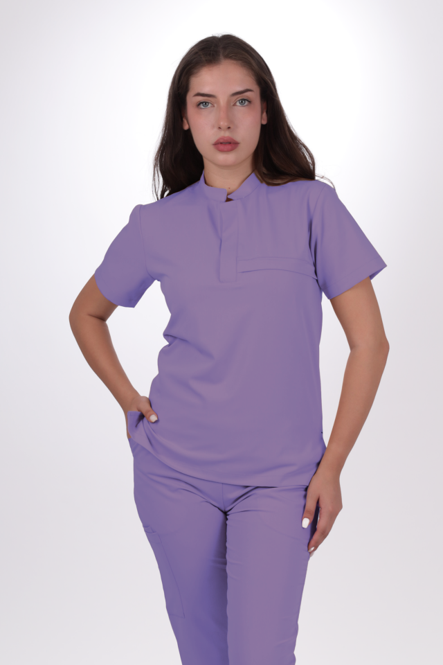 Premium Likralı Lotus Seri Kadın Lila Scrubs
