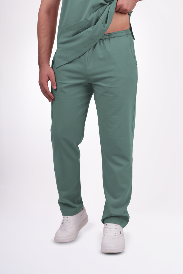 Premium Likralı Snap Seri Erkek Küf Yeşili Scrubs