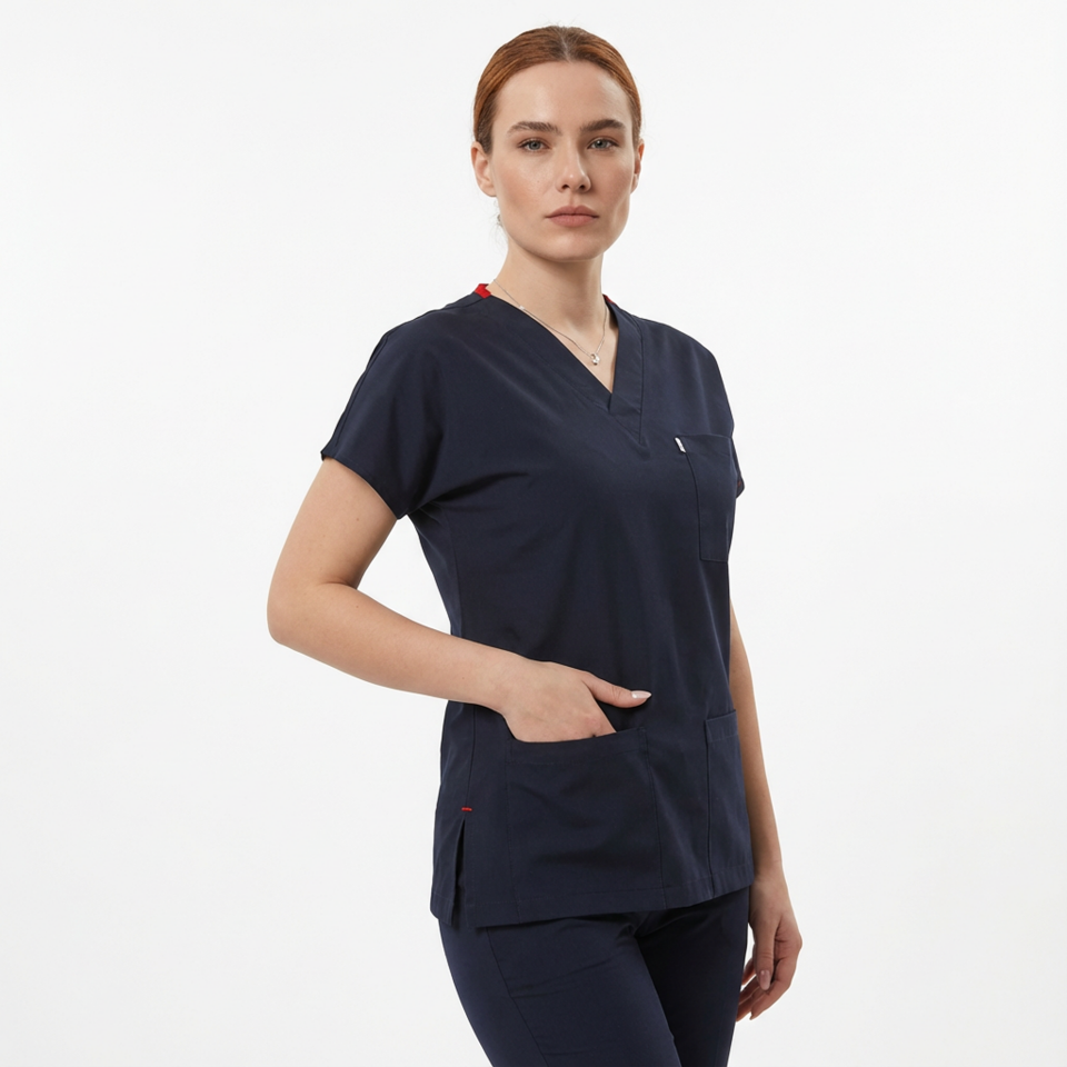 Likralı Klasik Seri Kadın Lacivert Scrubs