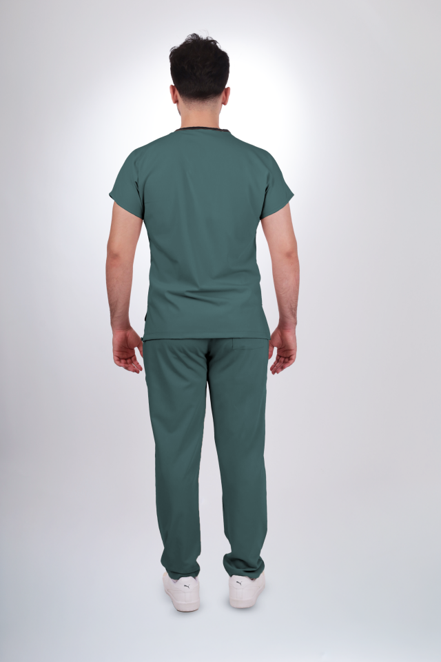 Premium Likralı Klasik Seri Erkek Okyanus Mavisi Scrubs